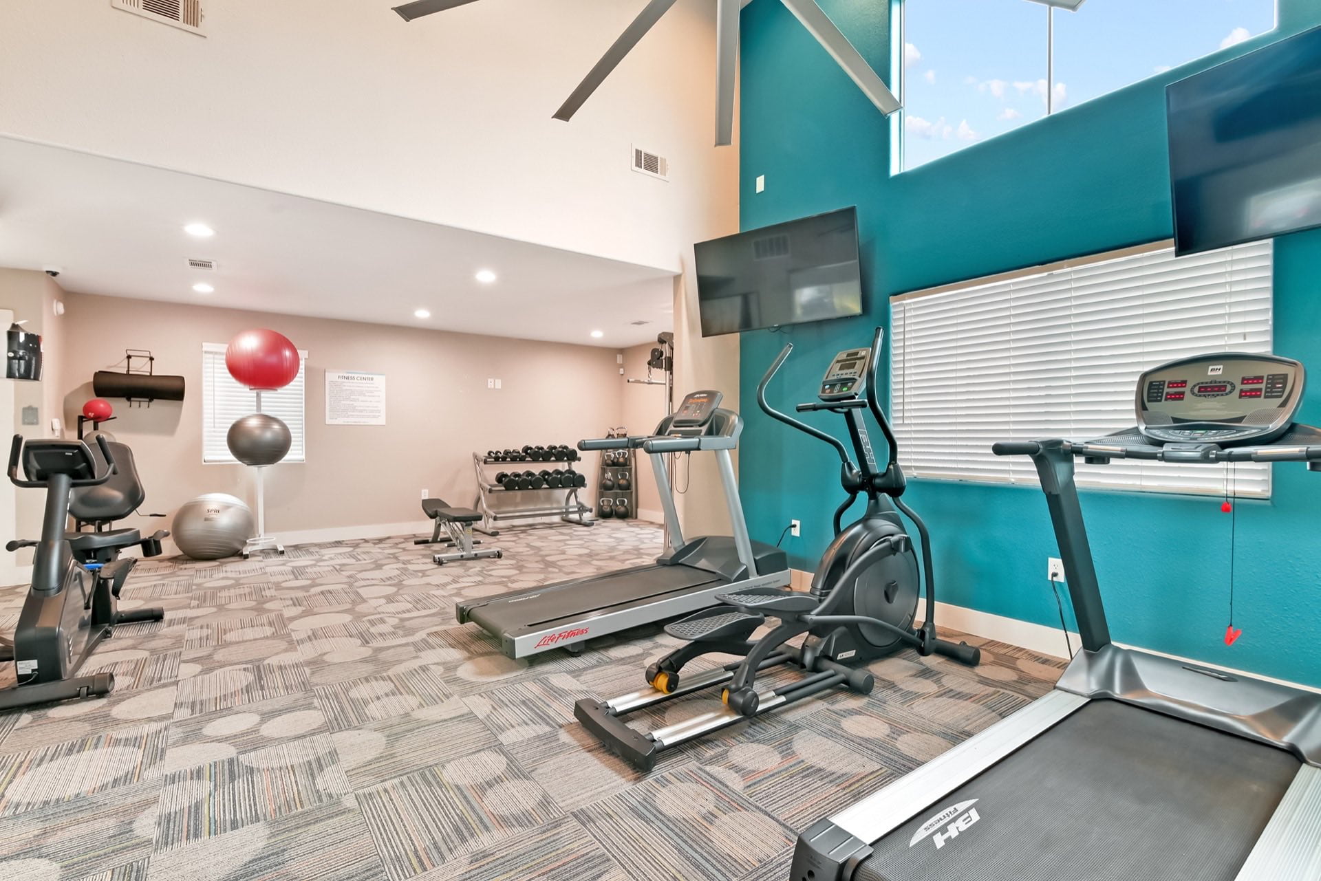 Fitness center with modern machines and equipment