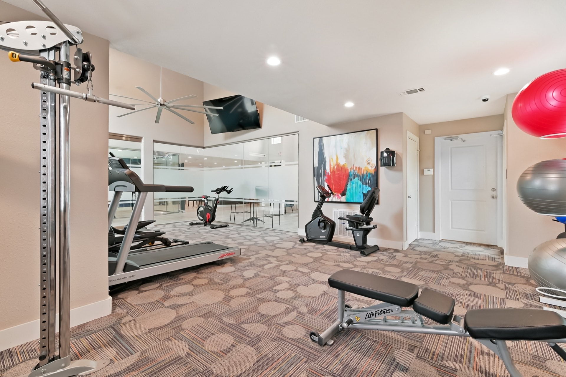 Fitness center with modern machines and equipment