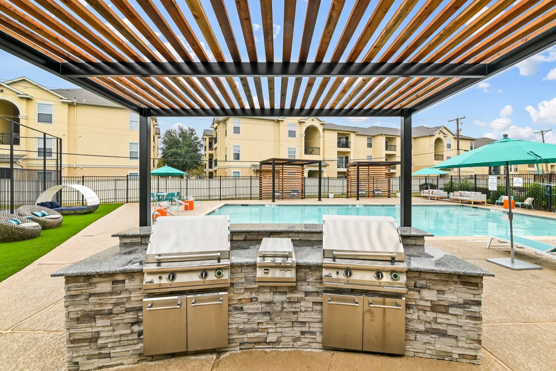 grilling station by pool